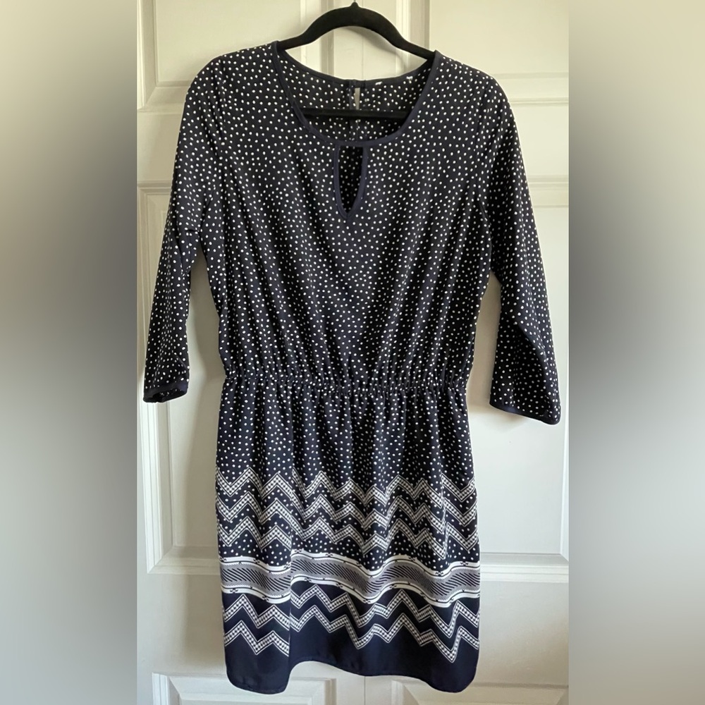 Navy and white dress, size medium.